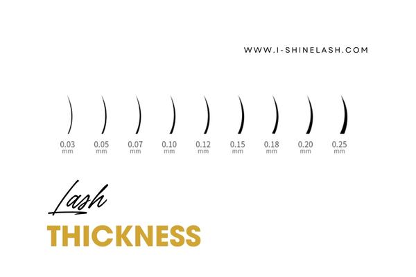Types of lash thickness are considered when create natural-look lash extensions.