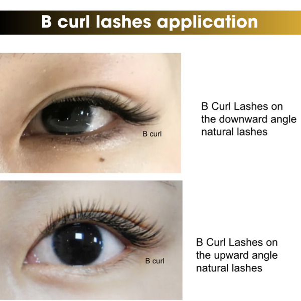 B curl application for downward and upward eye shapes
