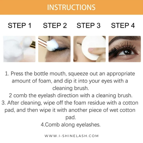Step by step process of  washing lashes