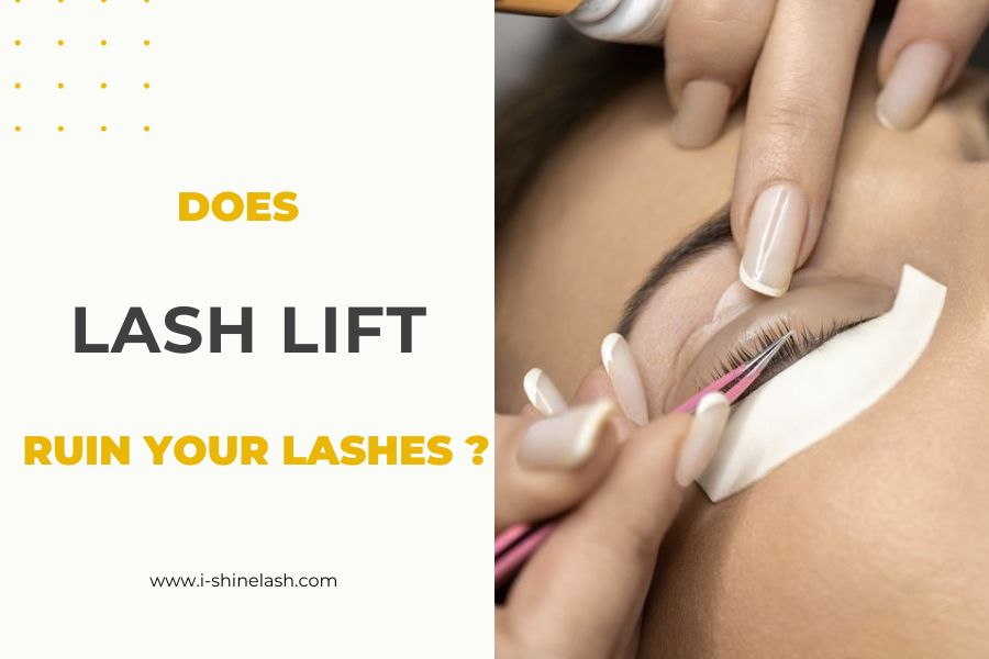 A lash artist is lifting client's natural lashes
